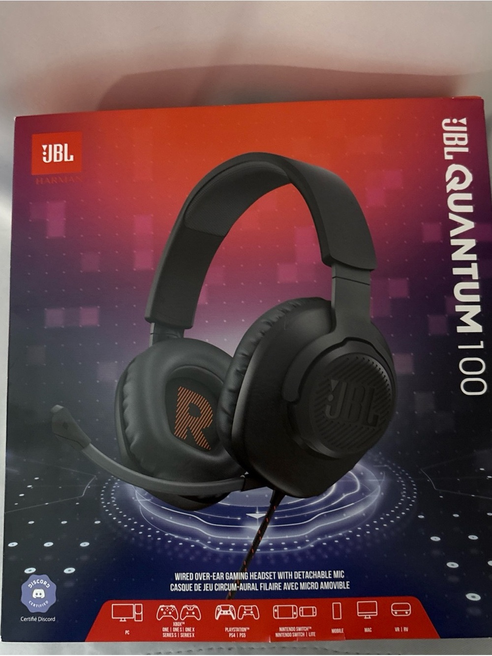 JBL Quantum 100 Wired Gaming Headset - Black